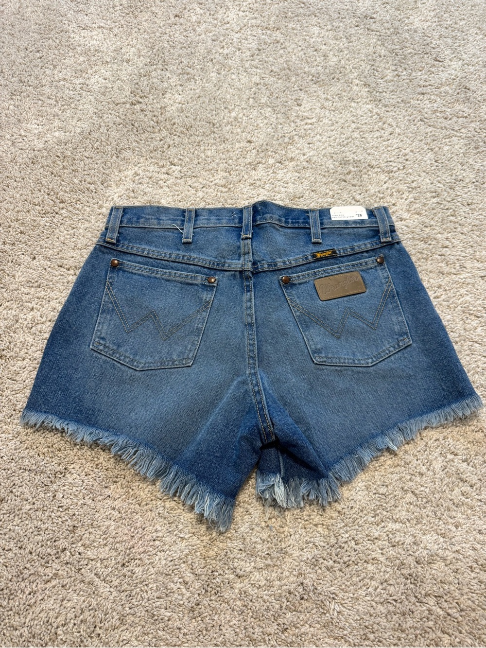 Wrangler Brand New High-Rise Frayed Hem Blue Denim Shorts